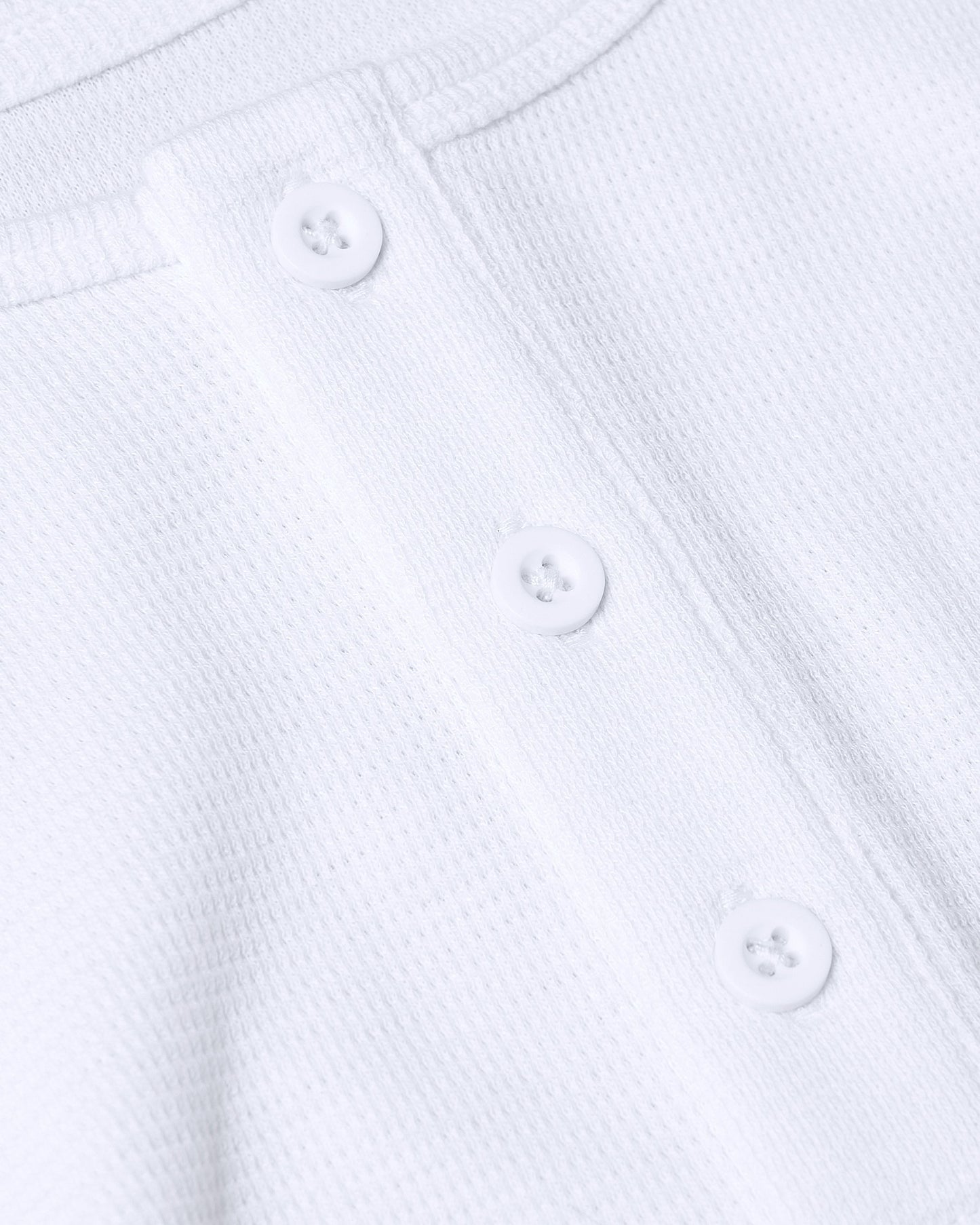 White Waffle Long Sleeve Henley 3-Pack