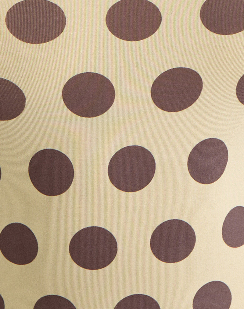 Agneta Tee in Yellow with Big Brown Polka Dots