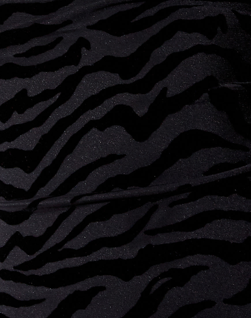 Becky Mini Dress in Horizontal Zebra Flock Black