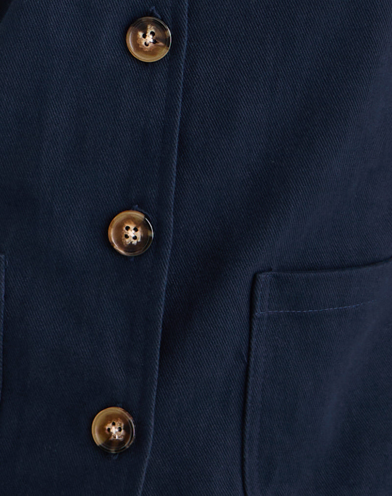 Calva Boxy Jacket in Dark Navy