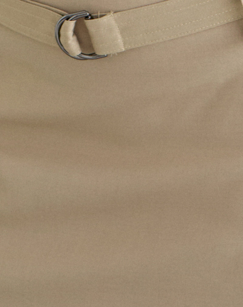 Anica Midi Skirt with Belt in Beige