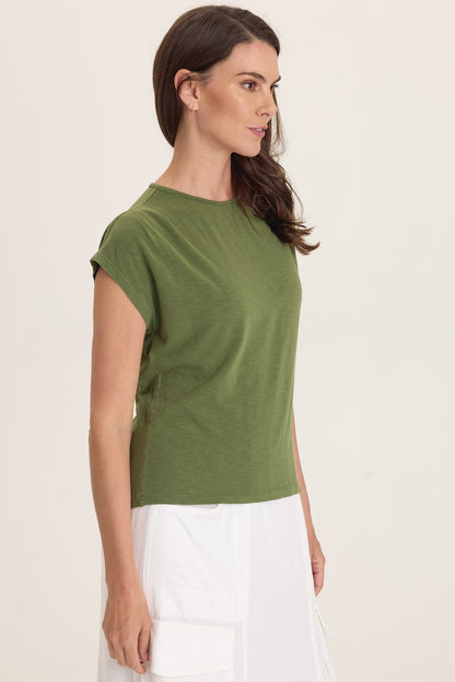 Arwen Soft Jersey Mock Neck Tee