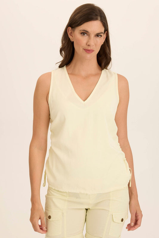Ileana Cinched Soft Twill V-Neck Tank