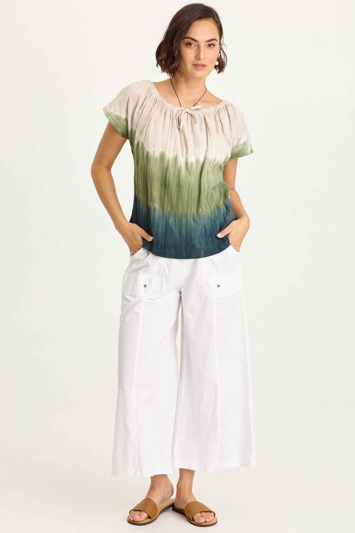 Selda Textured Gauze Cinched Top