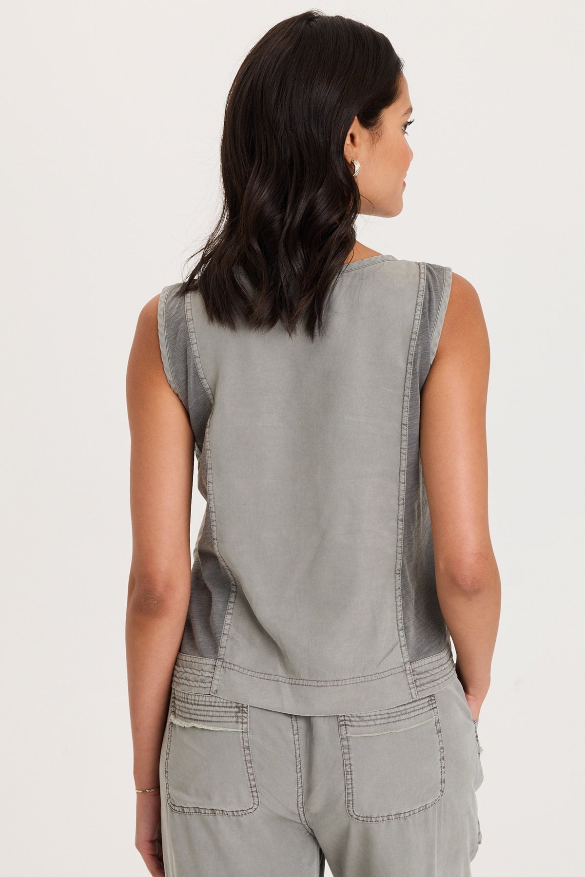 Davies Embroidered Twill/Jersey Tank
