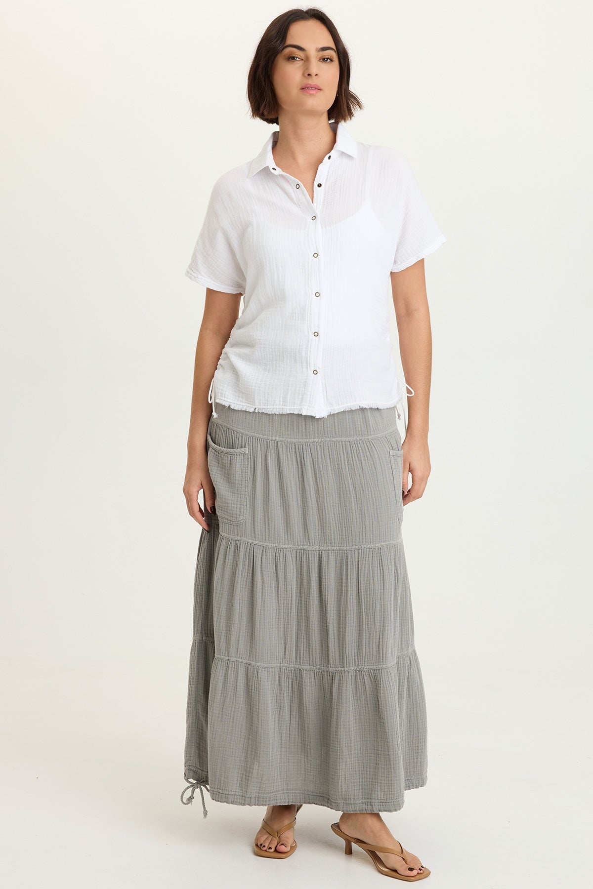 Creston Gauze Snap-Up Top