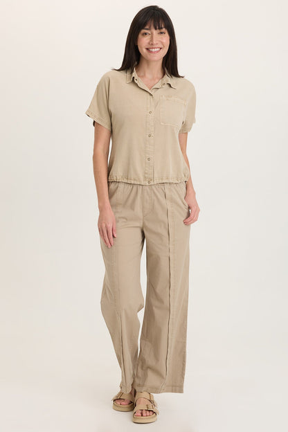 Zane Twill Snap-Up Top