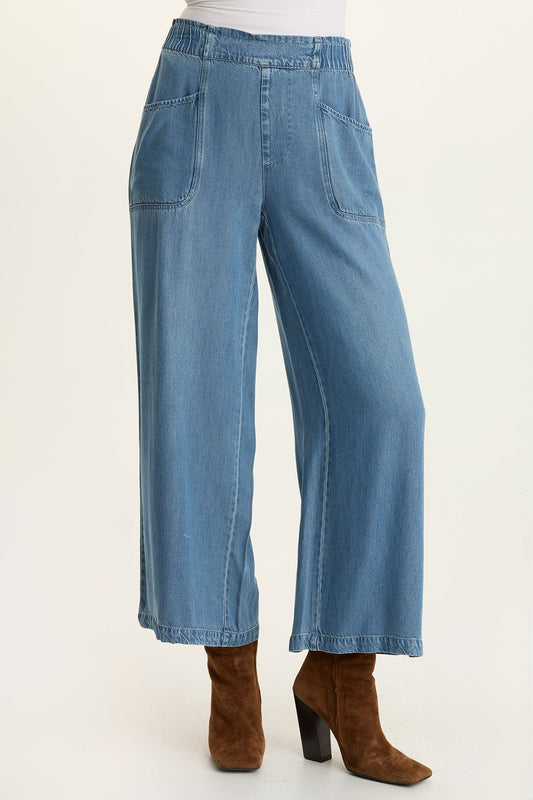 Gaia Soft Denim Wide-Leg Pant