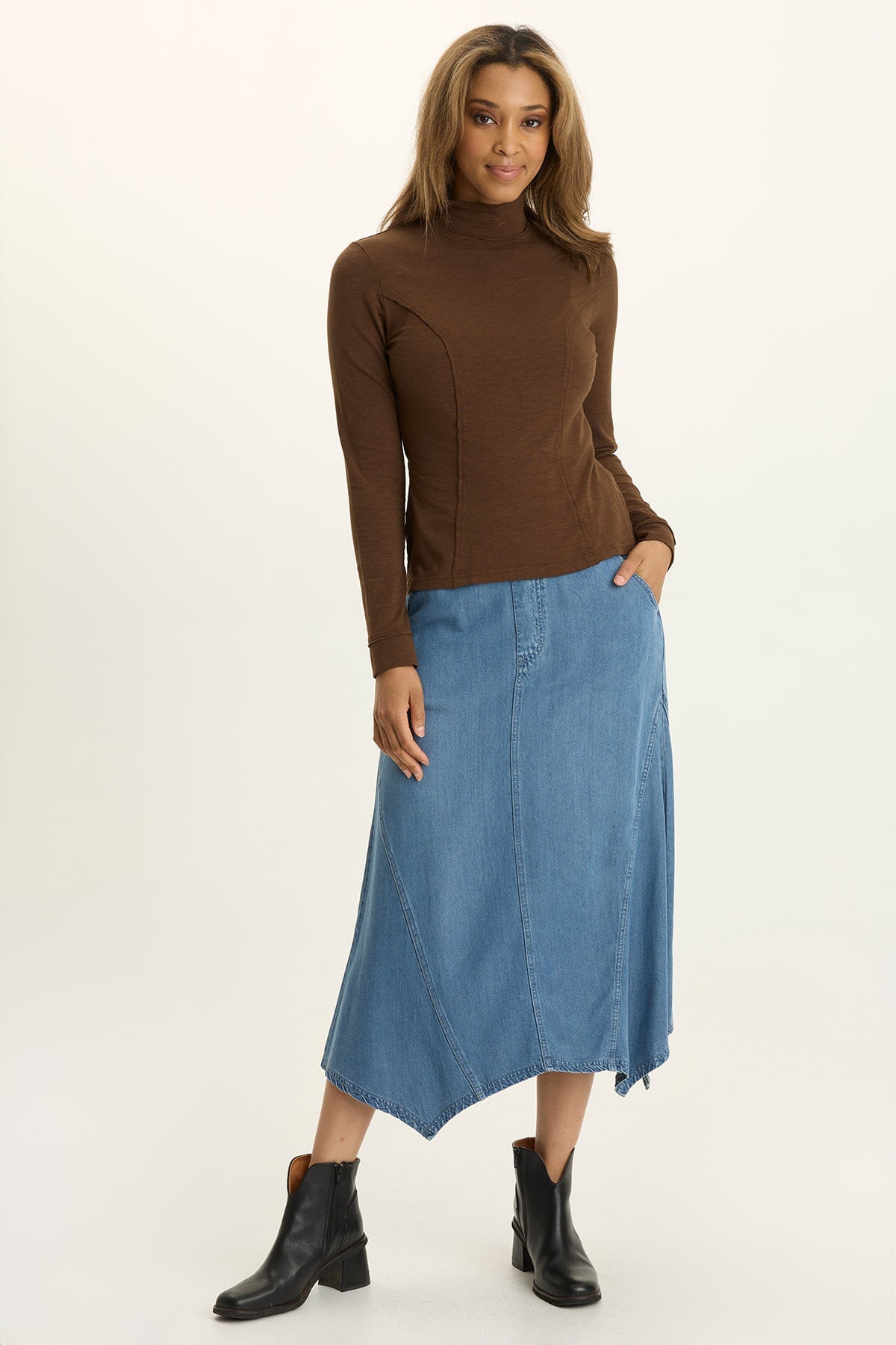 Kari Jersey Mock-Neck Peplum Top