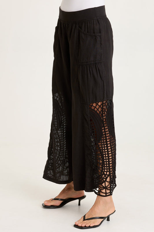 Astro Linen/Crochet Pull-On Pant