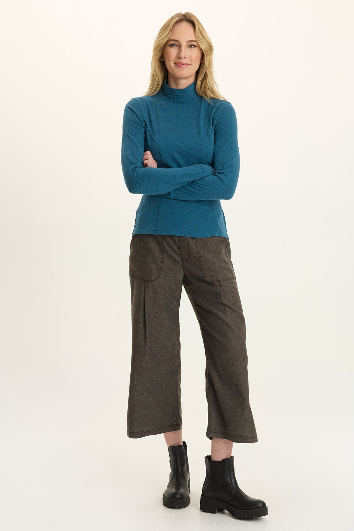 Kari Jersey Mock-Neck Peplum Top