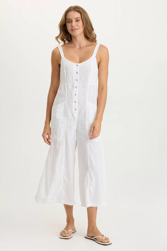 Leoda Linen Snap-Up Jumpsuit