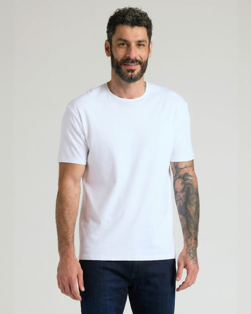 White Pima Cotton Blend Crew