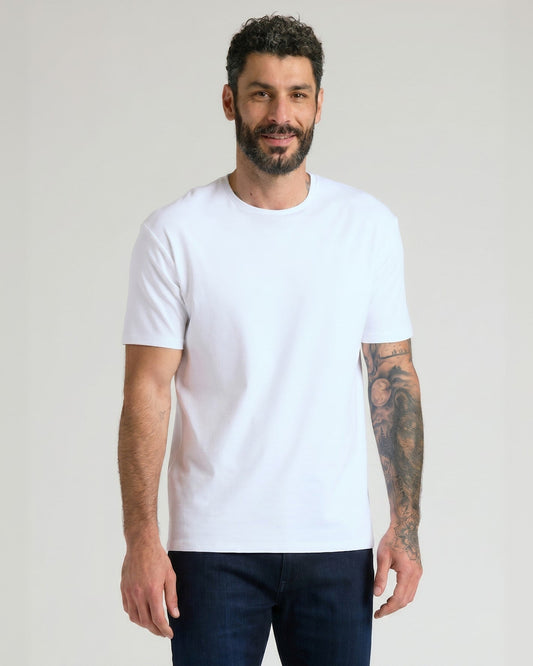 White Pima Cotton Blend Crew