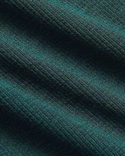 Womens Deep Emerald Ribbed U-Neck Tee