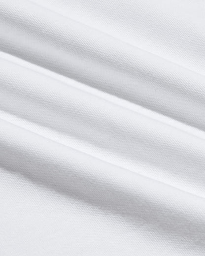White Pima Cotton Blend Curved Hem Crew