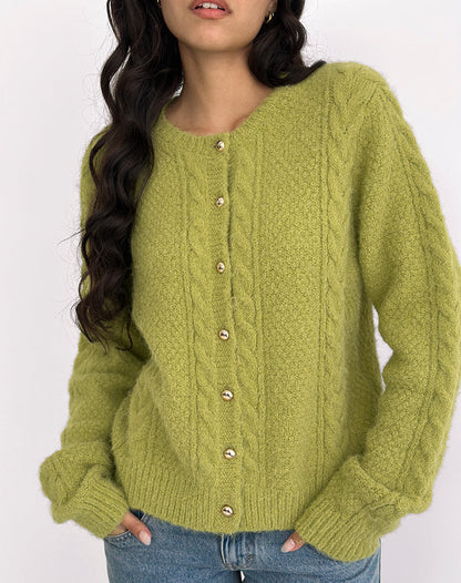 Aceso Cardigan in Bright Chartreuse