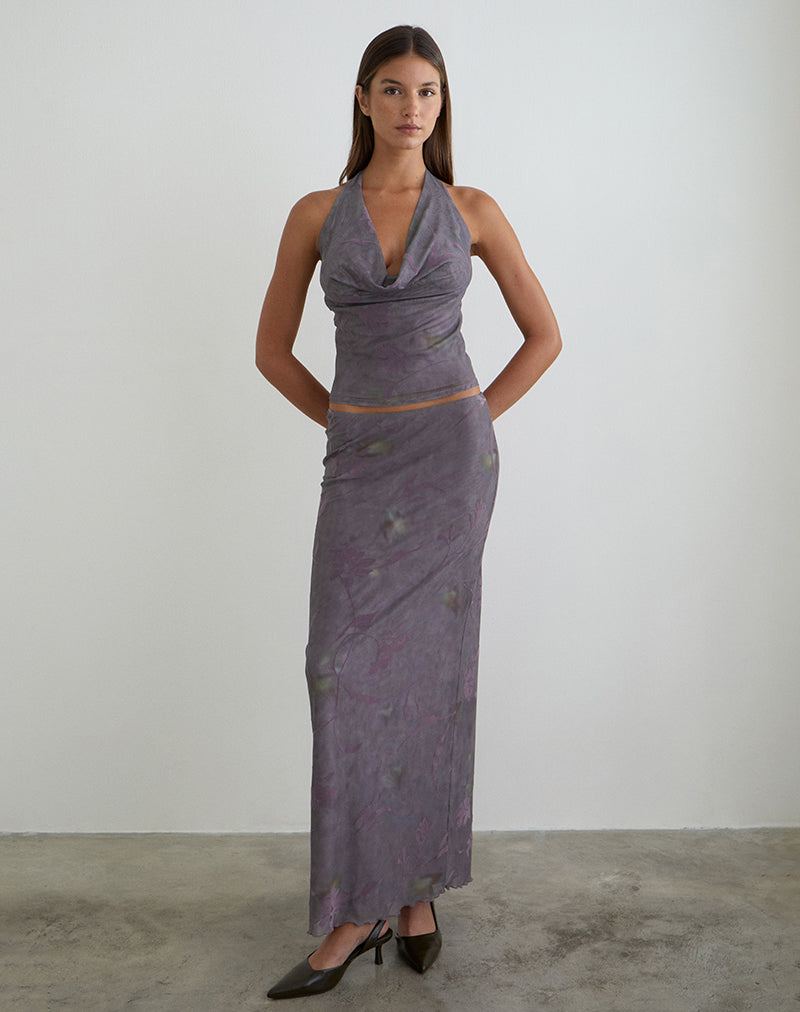 Alfreda Maxi Skirt in Flare Flower Purple