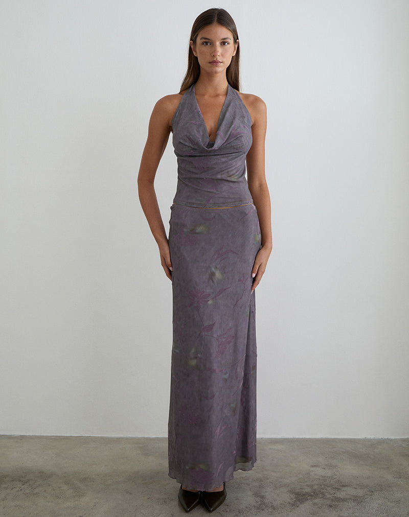 Alfreda Maxi Skirt in Flare Flower Purple