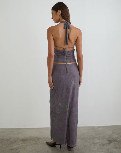 Alfreda Maxi Skirt in Flare Flower Purple