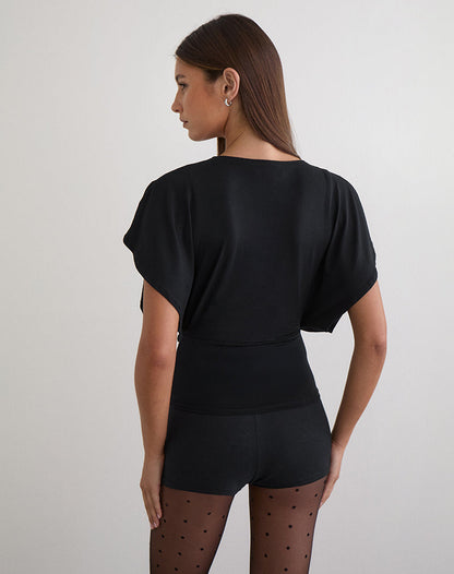 Amarata Batwing Top in Rayon Jersey Black
