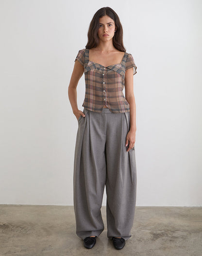 Arden Tie Waist Trouser in Tailoring Grey
