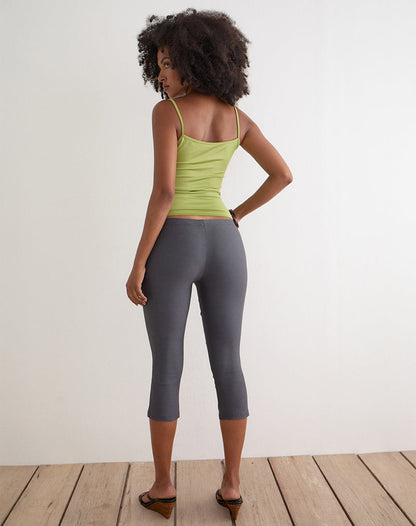 Asla Cropped Capri Trouser in Stretch Tailoring Charcoal