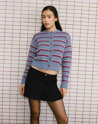 Audrina Cardigan in Blue and Red Stripe
