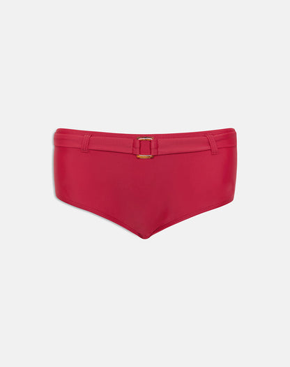 Avi Swim Short in Cardinal Red with Belt