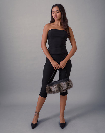 Avira Lace Up Bandeau Top in Tailoring Black