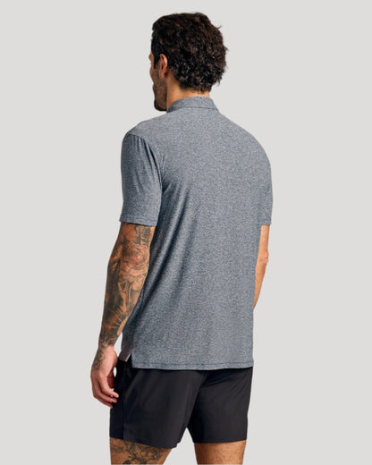 Heather Navy Short Sleeve Active Polo
