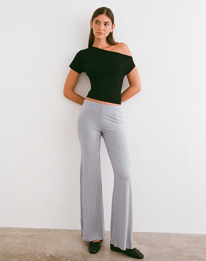 Baku Wide Leg Trouser in Rayon Jersey Lilac Grey