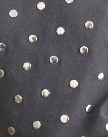 Balia Asymmetric Short Sleeve Top in Studded Chiffon Dark Grey