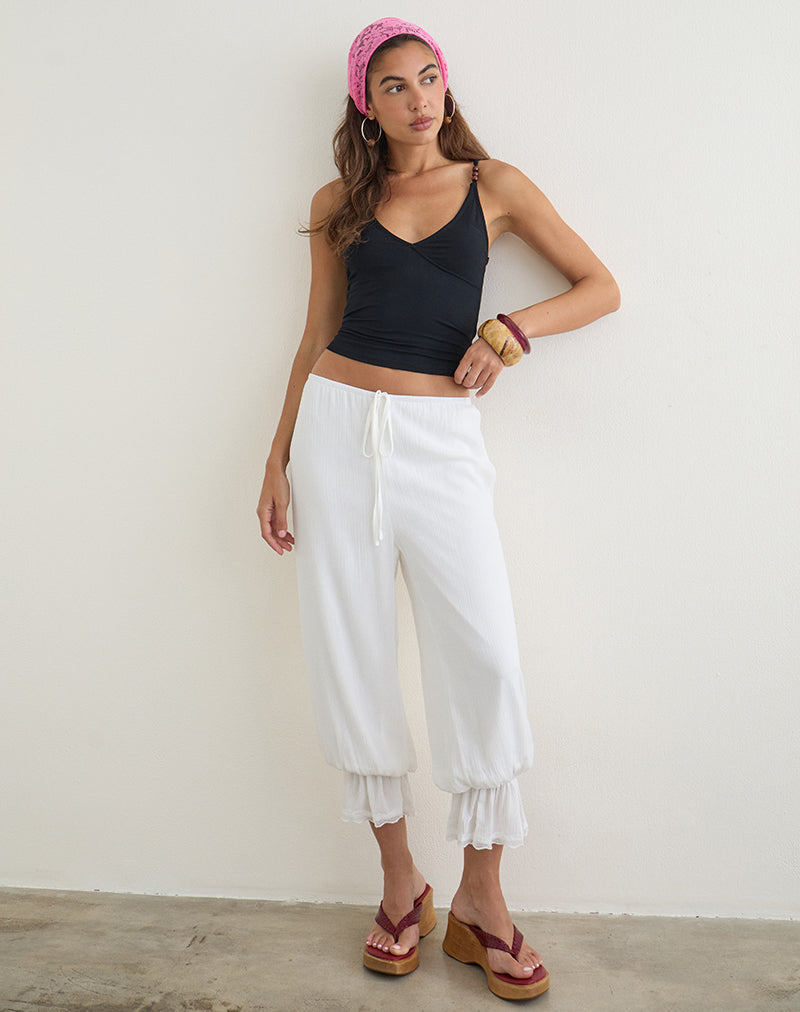 Basma Bloomer Trouser in Rayon White