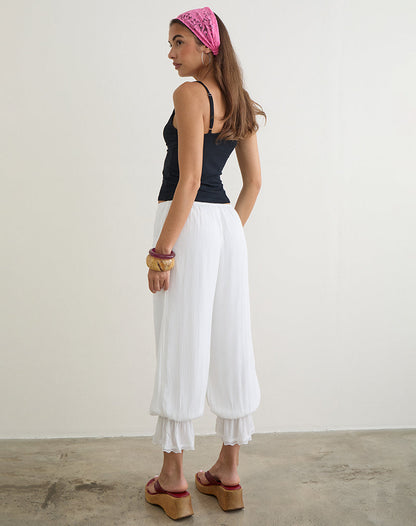 Basma Bloomer Trouser in Rayon White