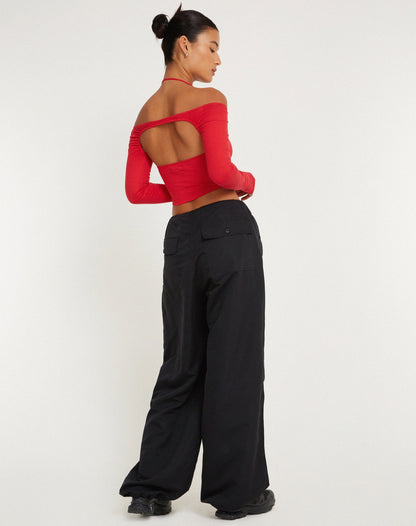 Brandy Long Sleeve Top in Racing Red