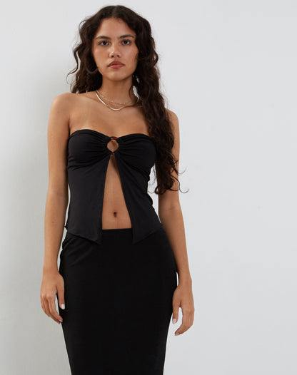 Brea Bandeau Top in Slinky Black