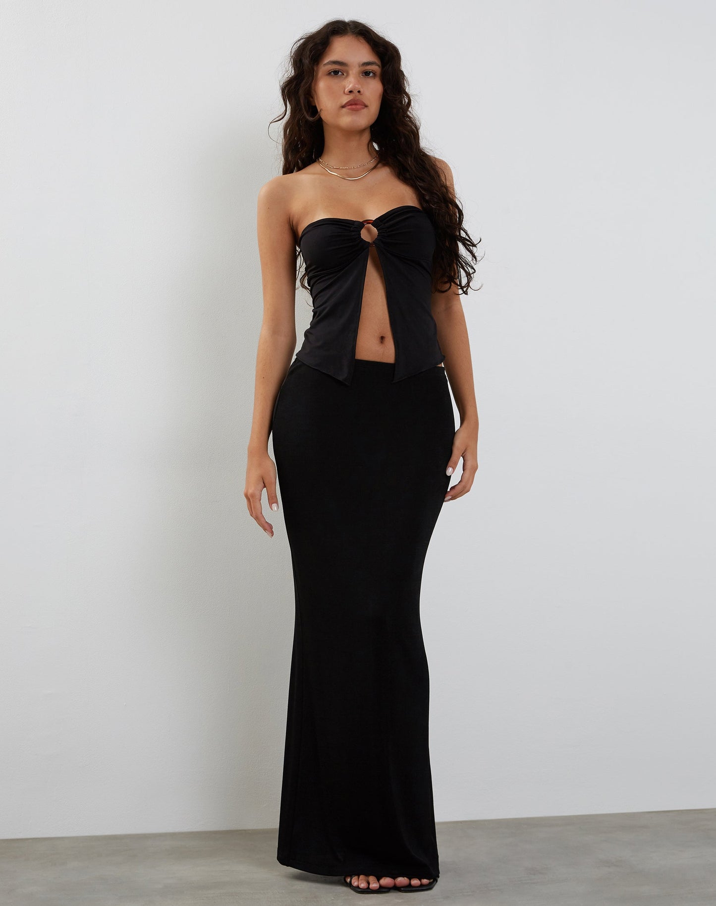 Brea Bandeau Top in Slinky Black