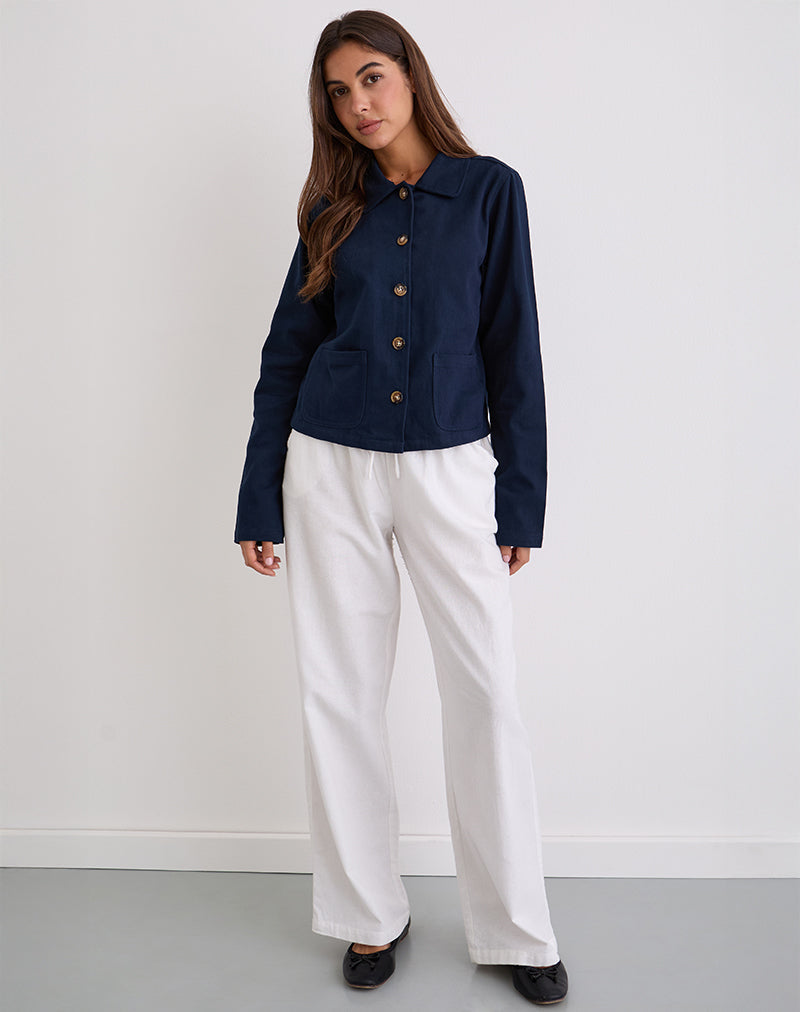 Calva Boxy Jacket in Dark Navy