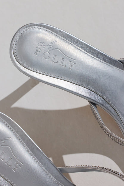 Heeled Sandal in Silver