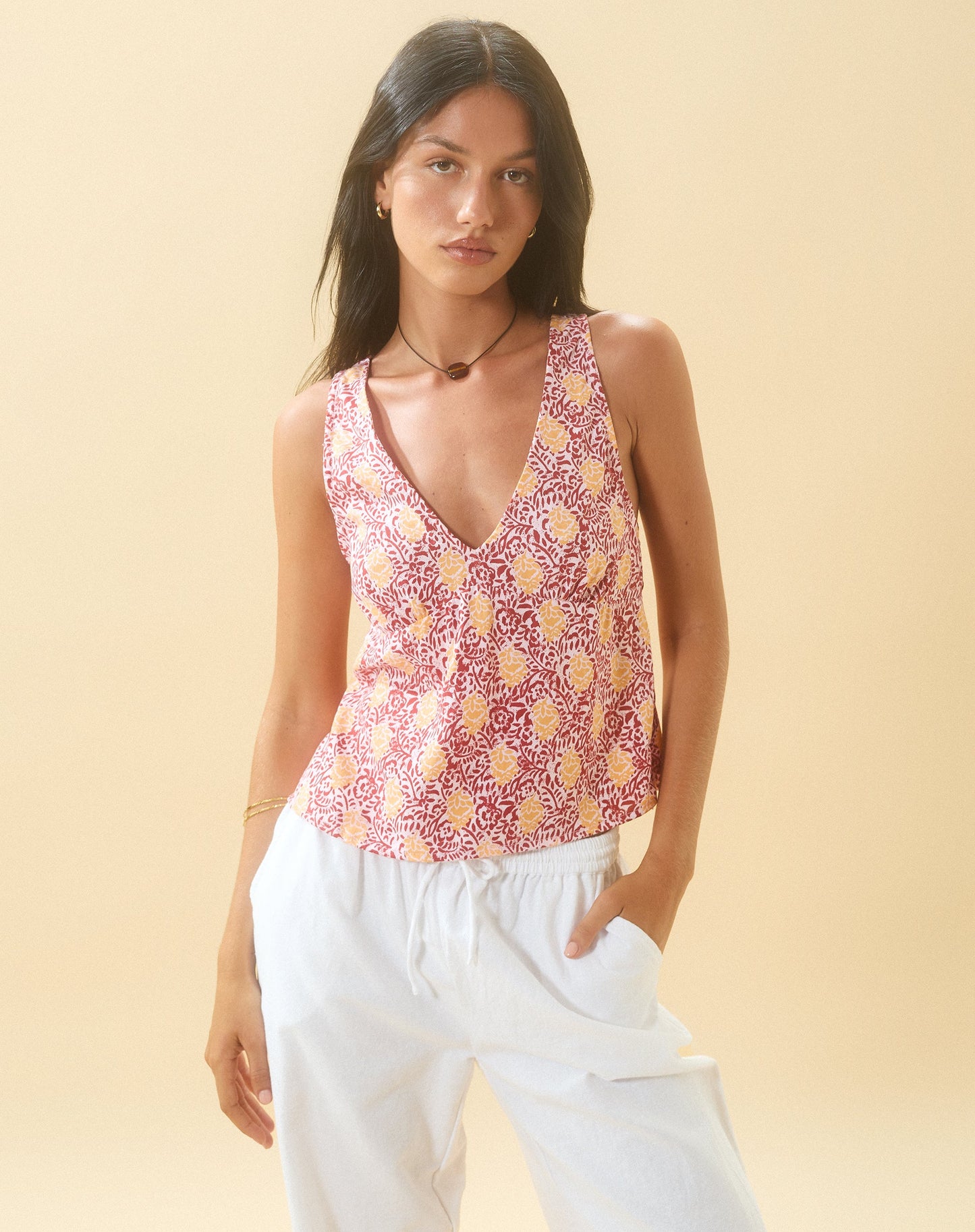 Cantika Top in Bohemian Batik Maroon Peach