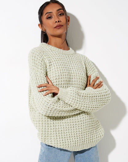 Caribou Jumper in Chunky Knit Mint