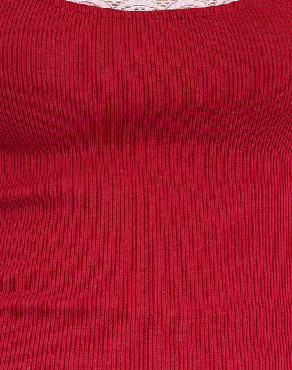 Cartas Top in Adrenaline Red with Pink Lace