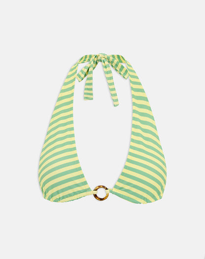 Cerry Bikini Top in Vivid Lines Green and Yellow