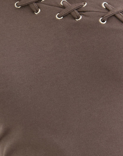 Chivago Cross Lace Up Top in Coffee Quartz