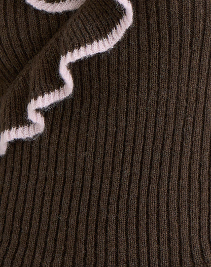 Christella Top in Dark Chocolate with Pink