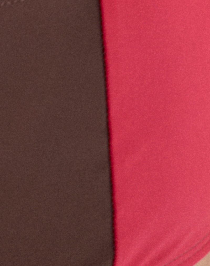 Avilina Swim Short in Brown with Red Binding