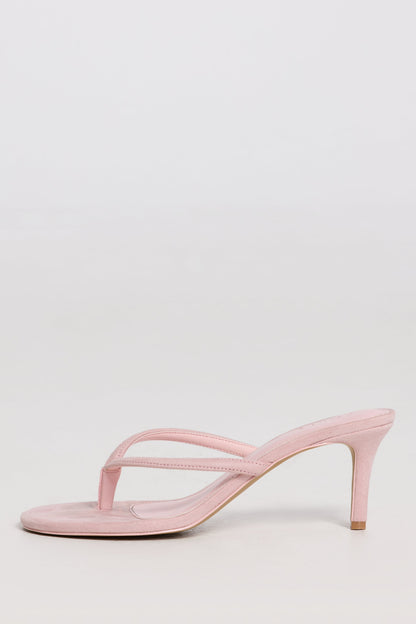 Heeled Thong Sandals in Pink