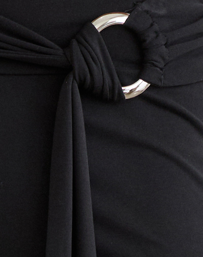 Cerelia Trouser in Cupro Black with Tie Belt