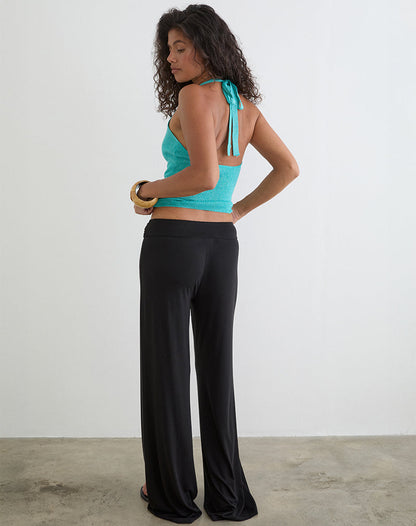 Cerelia Trouser in Cupro Black with Tie Belt